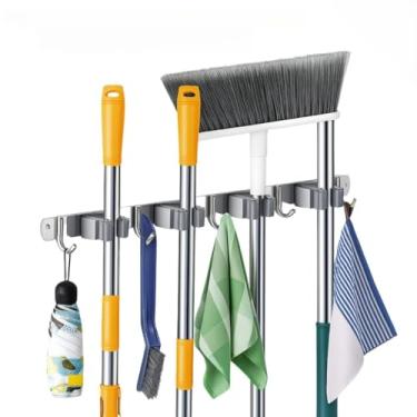 Imagem de Suporte de Vassoura Inox com 9 Espaços Organização Moderna Instalação Fácil Vassoureiro Parede