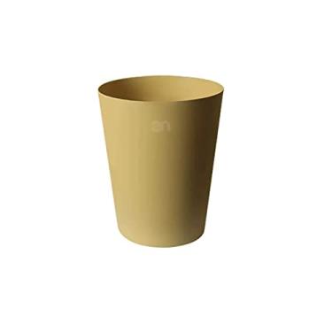 Imagem de KEG801302 Lixeira doméstica descoberta de plástico cesto de papel de cor sólida de grande diâmetro para lixeira de escritório e cozinha (amarelo, pequeno)