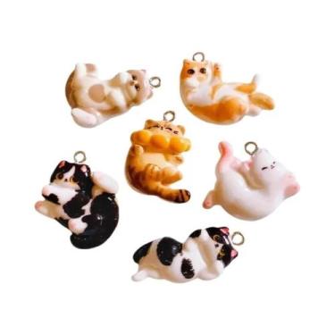 Imagem de Pingentes De Resina De Gato Kawaii 10pcs Acessórios Para Fazer Joias P
