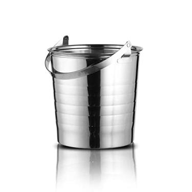 Imagem de Balde de gelo de aço inoxidável isolado com alça portátil e confortável, ideal para bar de coquetéis, festas, vinho gelado, champanhe, vinho, cerveja, champanhe, balde (5L)