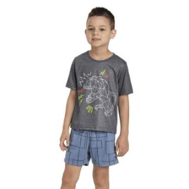 Imagem de Pijama Infantil Masculino Mescla Escuro Dinossauro - Izitex-Masculino
