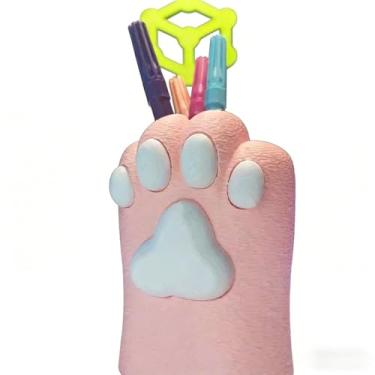 Imagem de Organizador Kawaii Pata de Gato - Porta-Lápis, Caneta e Estojo para Mesa de Escritório e Home Office, Design Charmoso (ROSA)