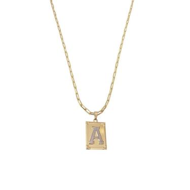 Imagem de Cordão 60Cm Masculino Feminino Pingente Letra A Banhado Ouro