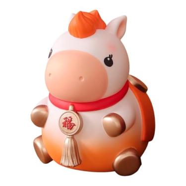 Imagem de Bothyi Estátua de Cavalo Ornamental de Mesa, Cofrinho em Forma de Porquinho, Escultura de Animal para Mesa, Lareira, Prateleira, Presente de Ano, Laranja Grande