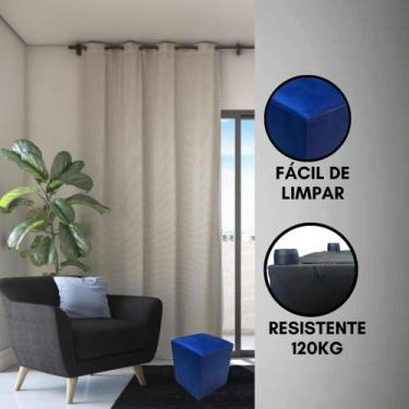 Imagem de Puff Pufe Banqueta Casa Cozinha Chamativo Sala Quarto - Realizar, Azul