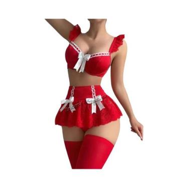 Imagem de Conjunto De Lingerie Sexy Lolita Feminina, Vestido De Empregada Com Av