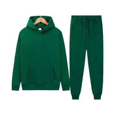 Imagem de Conjunto De Moletom Masculino Grosso Com Capuz Para Outono, Inverno E 