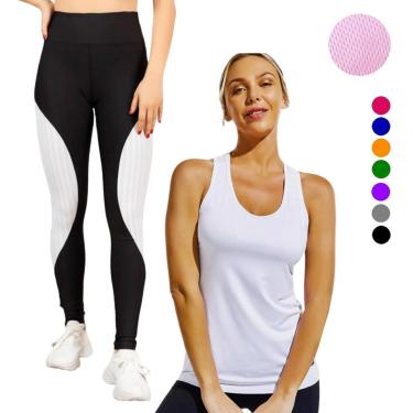 Imagem de Camiseta REGATA DRY Tecido furadinho + CALÇA leg LEGGING REDINHA Conjunto Fitness Feminino 631-Feminino
