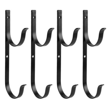 Imagem de LiebeWH 4 Conjuntos de Cabides para Postes de Piscina, Ganchos de Suporte de Liga de Alumínio para Postes Telescópicos, Instalação Rápida e Comprimento Ajustável para Ferramentas de Piscina (Preto)