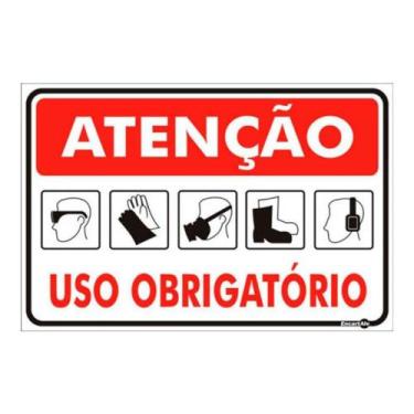 Imagem de Placa Sinalizadora 200x 300mm EPI USO OBRIGATORIO PS487 ENCARTALE - En