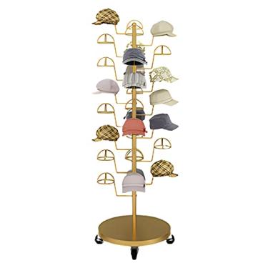 Imagem de Rack de armazenamento móvel independente com rodas - Suporte de exibição de pegboard e chapéu de cowboy de várias camadas - Organizador de garagem versátil e prateleira de árvore de chapéu comercial