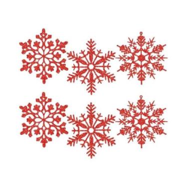 Imagem de Flocos De Neve De Papel Branco Com Glitter 12 Peças Decorações Para Ár