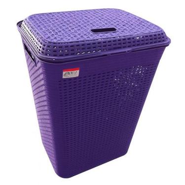 Imagem de Cesto De Roupa Suja Grande 72L Resistente Lavanderia Tampa Organizador