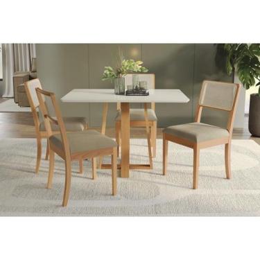 Imagem de Conjunto Sala de Jantar Elma Premium Madeira Maciça c/ Tampo Madeirado