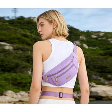Imagem de Pochete para mulheres, alça ajustável com vários bolsos para esportes, corrida e atividades ao ar livre (roxa)