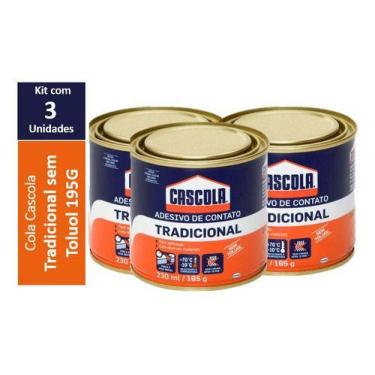 Imagem de Kit 3 Cola Cascola Adesivo Contato Tradicional s/ tuluol 230ml/195g