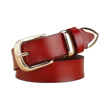 Imagem de Cinto Feminino De Couro Genuíno Casual Cor Pura De Alta Qualidade Para