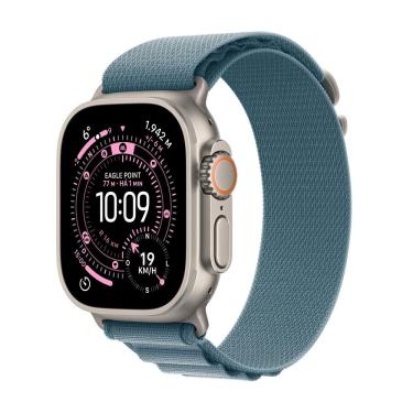 Imagem de Apple Watch Ultra 3 GPS + Cellular - Caixa natural de titânio – 49 mm - Pulseira loop Alpina azul-clara – G