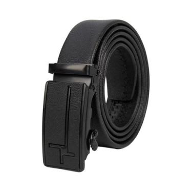 Imagem de Cinto De Couro Preto Masculino Com Fivela De Metal, Cinto De Trabalho 