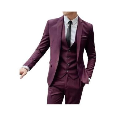 Imagem de Terno Slim Fit Masculino 6XL: Blazer, Colete E Calças Para Negócios, C