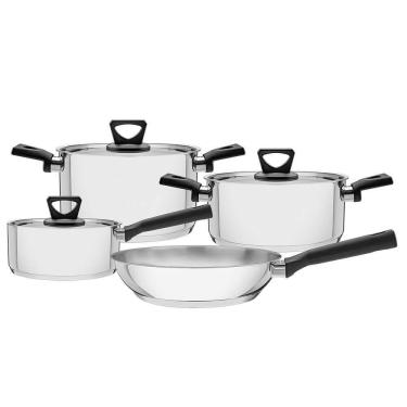 Imagem de Jogo De Panelas Tramontina Brava Baquelite 4 Pçs Aço Inox Fundo Triplo E Cabos De Baquelite 65180510