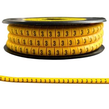 Imagem de Marcador de Cabos Fios Anilha 4mm a 6mm Número 3 500 Peças - Stark Ele