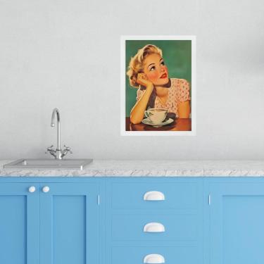 Imagem de Quadro Decorativo Cozinha Pin Up Café 24X18Cm - Com Vidro