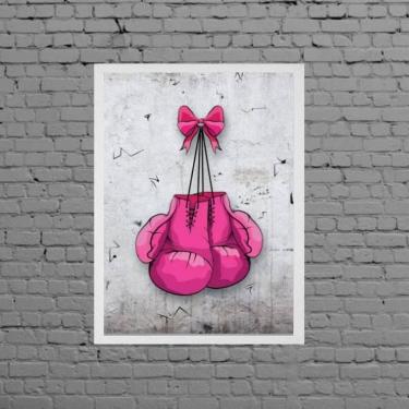 Imagem de Quadro Decorativo Luva De Boxe Rosa 33X24Cm - Com Vidro