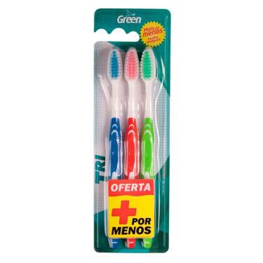 Imagem de Escova Dental Green Tri Macia Cores  com 3 Unidades