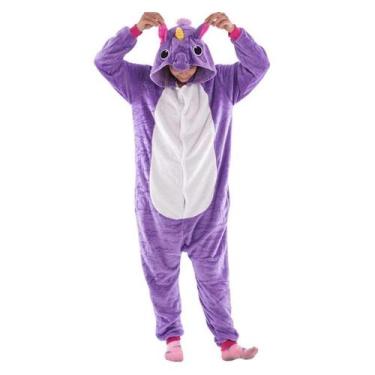 Imagem de Fantasia Macacão de Unicórnio Kigurumi Infantil Lilás Com Capuz - Fant