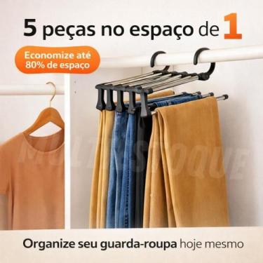 Imagem de Cabide Multiuso 5 Divisórias Retrátil - Inox - THIKA