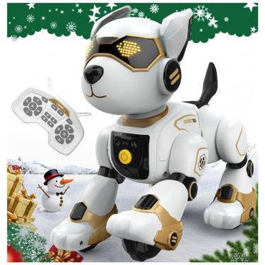 Imagem de Cachorro robô programável R27 dourado com controle remoto voz toque dança e som de animais
