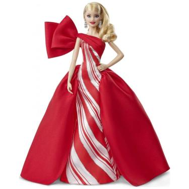 Imagem de Barbie Holiday 2019 - Boneca Loira 29 cm com Vestido Vermelho e Branco, Suporte e Certificado