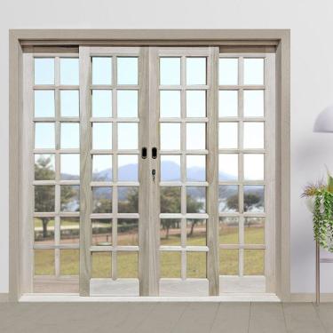 Imagem de Portal Correr Eucalipto 4 Folhas Reto Somad 210x140 COM Ferragem Natural