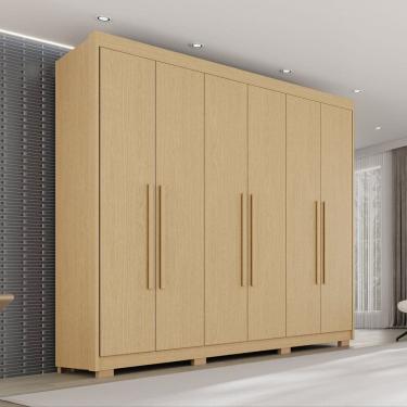 Imagem de Guarda Roupa Casal com Pés 6 Portas 6 Gavetas 100% Mdf Itália Plus Jequitiba