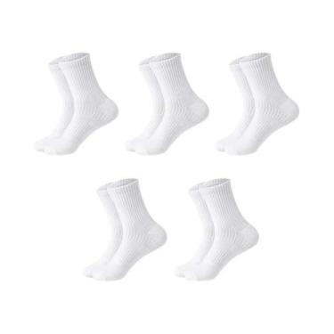 Imagem de Meias De Algodão Masculinas Pretas Com Compressão E Amortecimento, 5 P