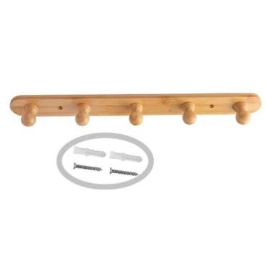 Imagem de Cabide Multiuso Bambu Porta/parede 5 Ganchos Com Parafuso - Clink