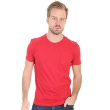 Imagem de Camiseta Ellus Masculina Cotton Fine Logo Pocket Vermelha-Masculino