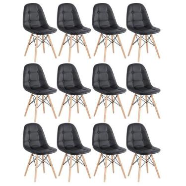 Imagem de Kit 12 Laráz Cadeiras Estofadas Eames Eiffel Botonê Preto - Laraz
