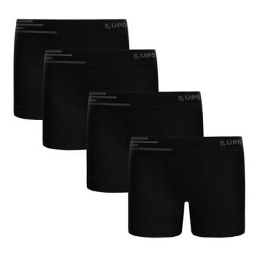 Imagem de Combo 4 Cueca Kids Microfibra Infantil Lupo Sem Costura, Preto, G