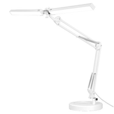 Imagem de Luminária de Mesa LED KAISA Dupla para Trabalho e Estudo Articulada com Base e Garra 3 Temperaturas Branco OEM