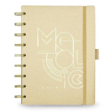 Imagem de Planner Ultra Premium Systemflex Ultra Coleção Metallic com Capa Metálica Sofisticada 16,5 X 24 cm 1 Unidade Dourado