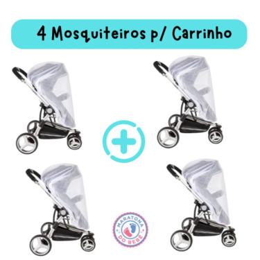 Imagem de Mosquiteiro para Carrinho Universal Portatil 1 e 00m X 1 e 10m Proteção Contra Insetos Branco Kit 4 Peças OEM