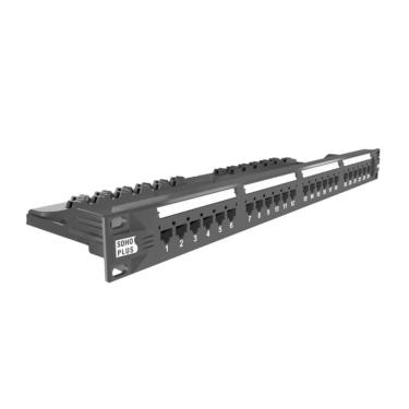 Imagem de Patch Panel Sohoplus Cat.6 24 Portas T568A-B para Voz Dados e Imagens Categoria 6 Preto Furukawa