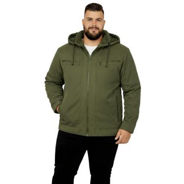 Imagem de Jaqueta Sarja Masculina Revestida Com Bolsos Plus Size-Masculino