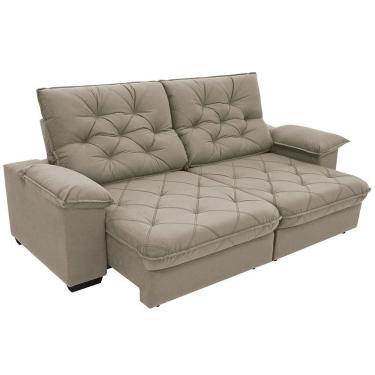 Imagem de Sofá Luggero 4 Lugares Retrátil e Reclinável 230CM Areia Suede Linoforte Móveis