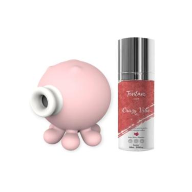 Imagem de Kit Estimulador de Clitóris Octopi e Vibrador Líquido Crazy Vibe em Silicone e ABS 8X7,4X6,6 30ML Sucção e Vibração