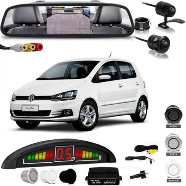 Imagem de Kit Retrovisor Lcd Camera Sensor De Estacionamento VolksWagen Fox - OE