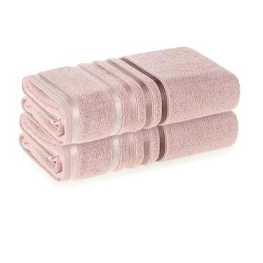 Imagem de Kit Jogo De Toalhas Karsten 2 Peças Banho Lumina Fio Penteado Cor:Rosa