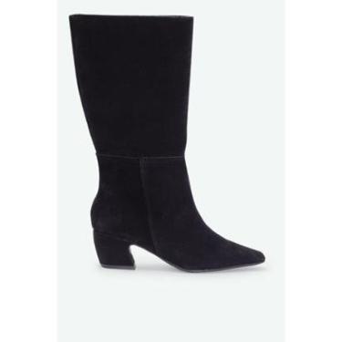 Imagem de Bota Cano Médio Salto 5cm Camurção Soho com Zíper Bico Quadrado Elegante Confortável-Fe...
